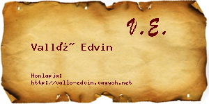 Valló Edvin névjegykártya